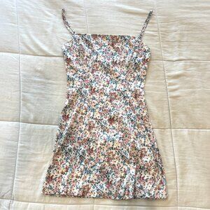 Aritzia Sunday Best Shimmer Satin Dress in Floral Print